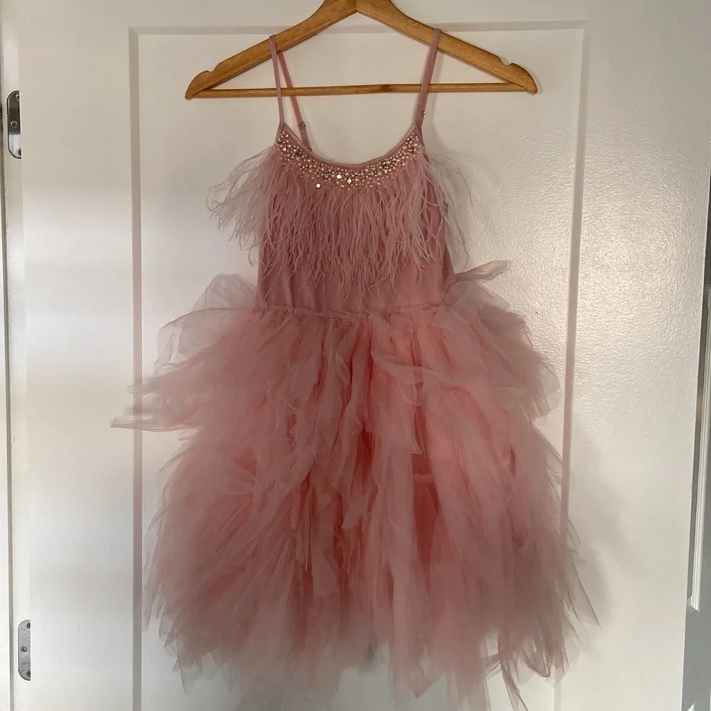 Tutu Du Monde pink girls feather dress size 8-9